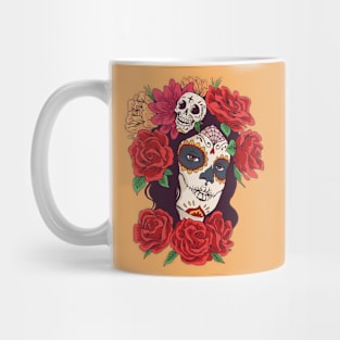 Beautiful Dia de los Muertos Girl with Roses Mug